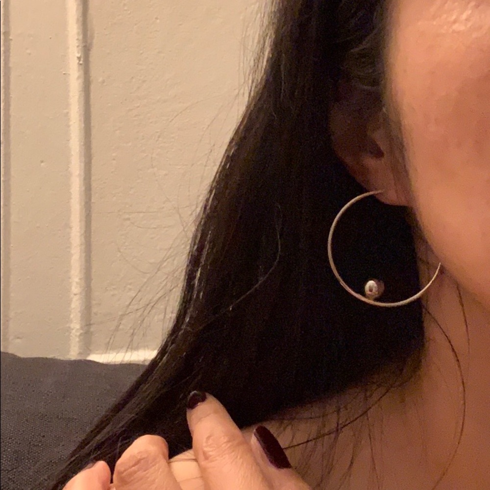 Gold plated hoop ball super light weight earrings